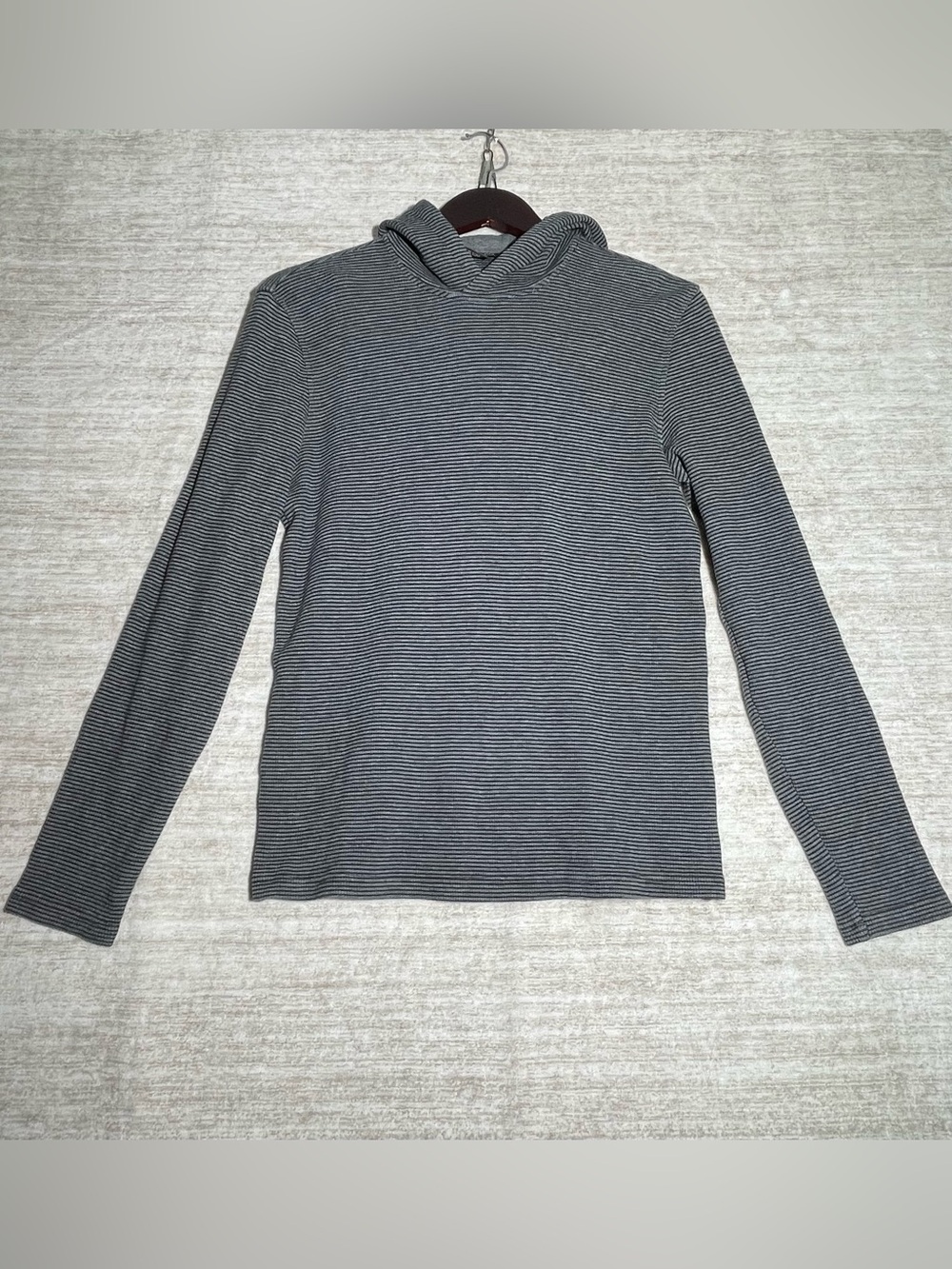 Michael Kors Men's Black & Gray Striped Hooded Long-Sleeve Shirt